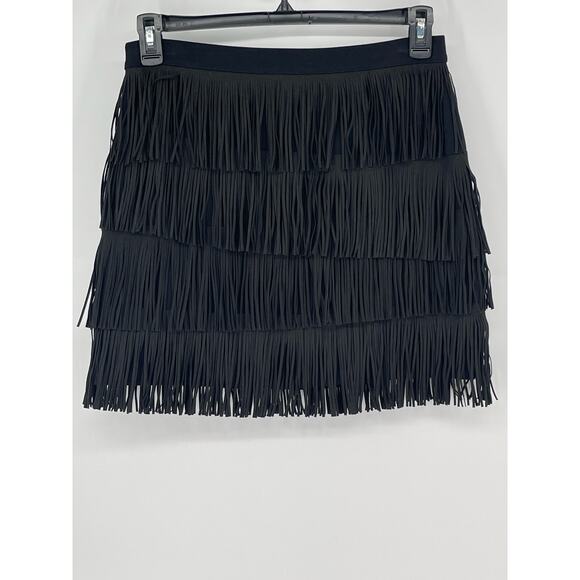 Express Dresses & Skirts - Express Black Tiered Fringe Mini Skirt Size M Festival Boho Witchy Whimsigoth